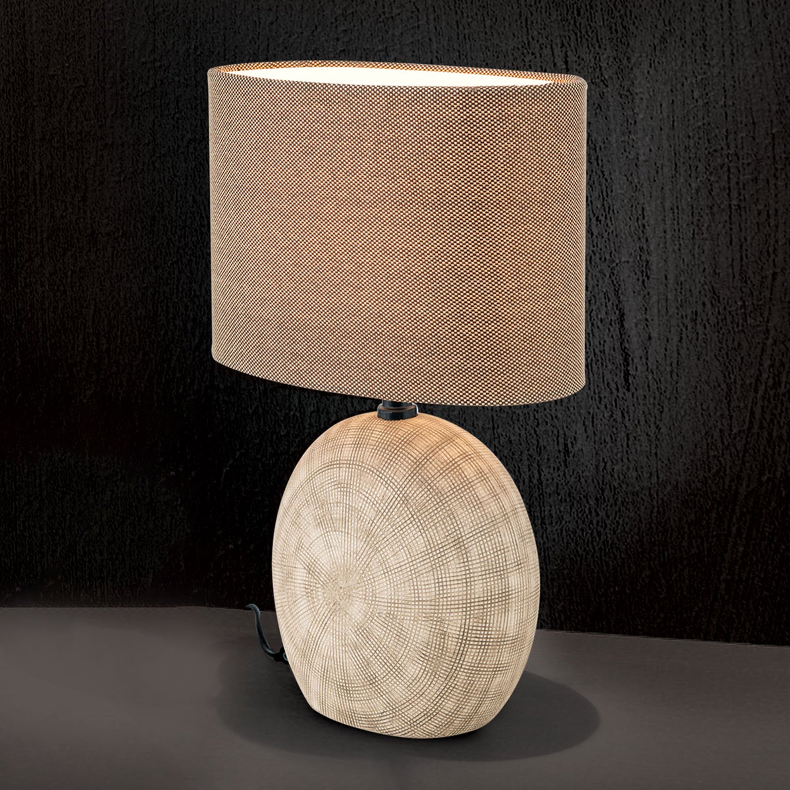 Keramisk bordlampe Ethno 52 cm brun, fot cotto