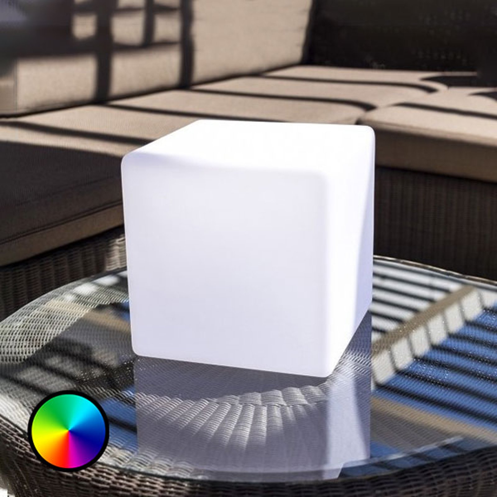 Deko-bordlampe Dice, styrbar via app RGBW 25 cm