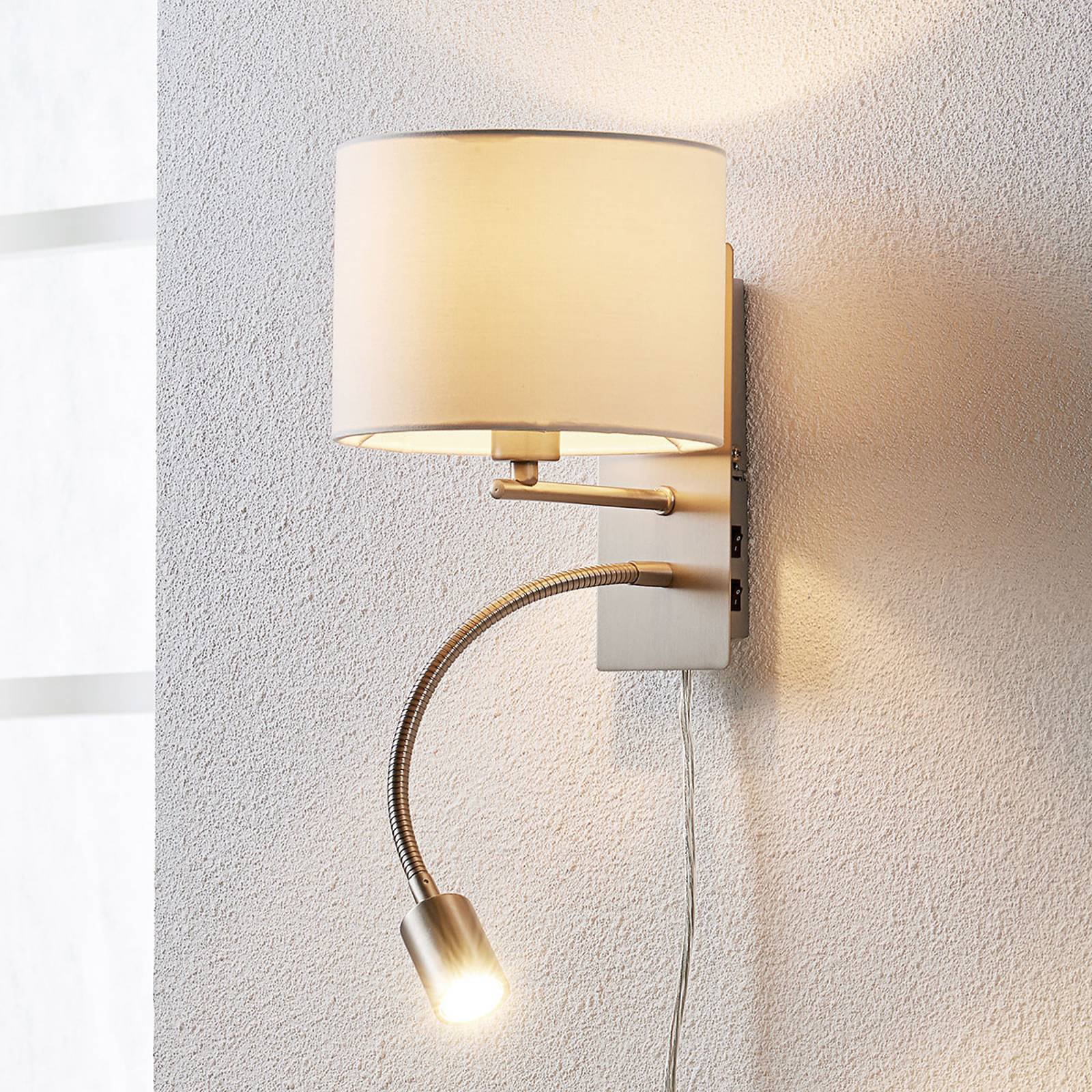 Florens - tekstilvegglampe med LED-leselampe