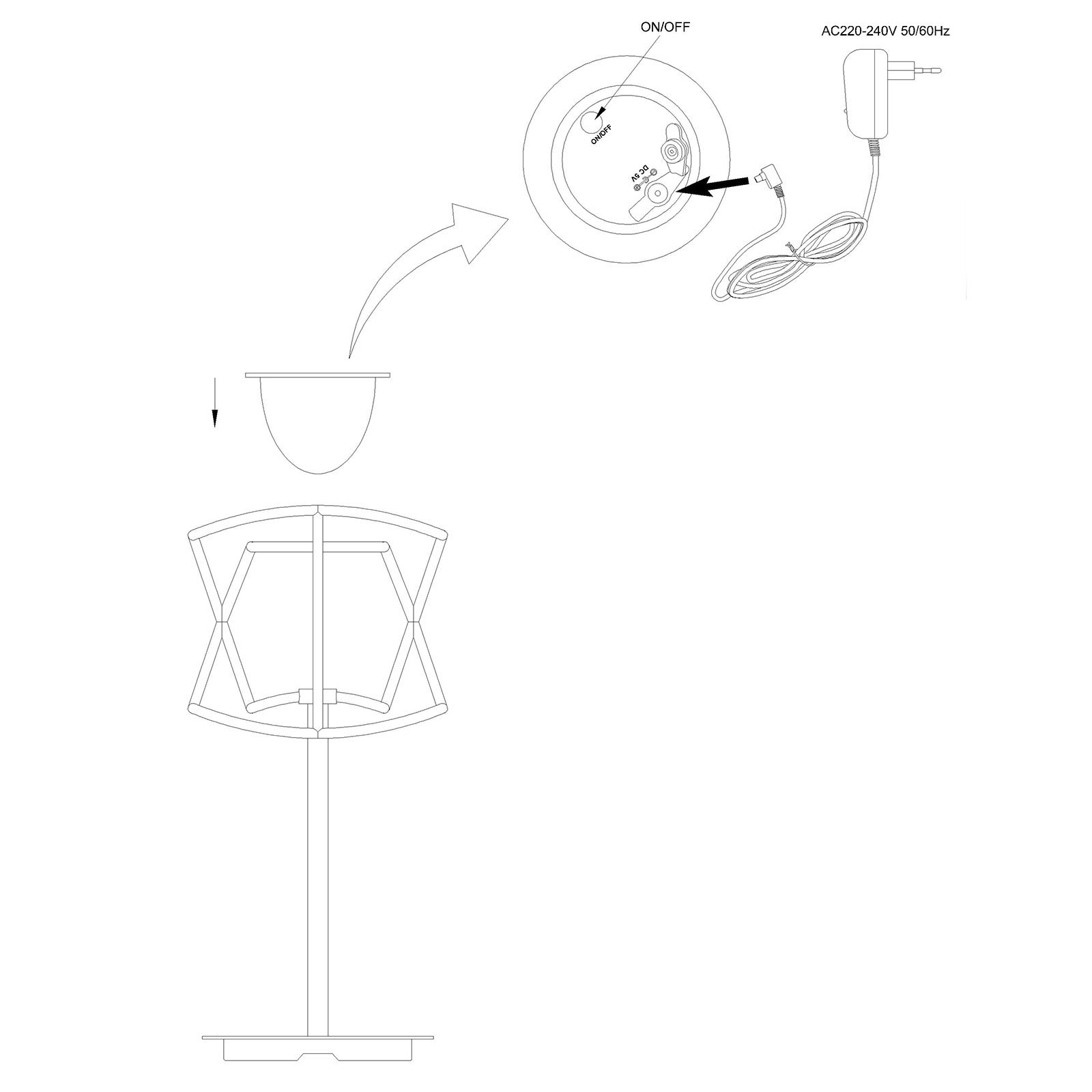Polinesia utendørs LED-bordlampe med touchdimmer