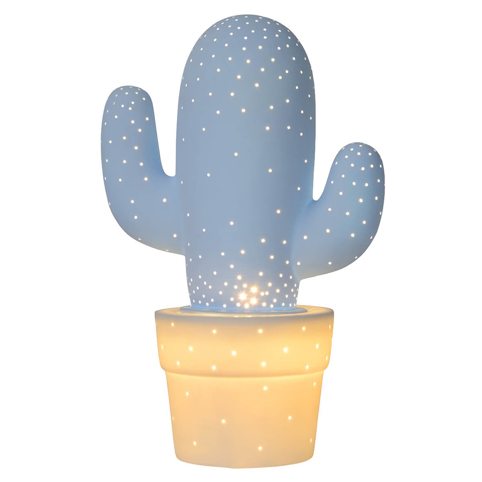 Cactus dekorativ bordlampe av keramikk, blå