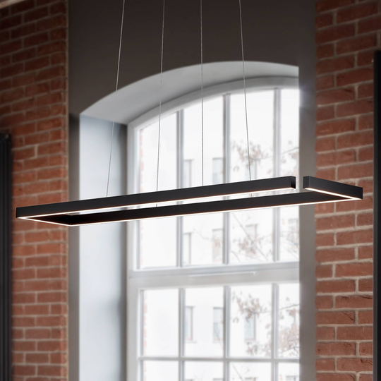 Marisa-100 LED-hengelampe, matt svart, 100 x20cm