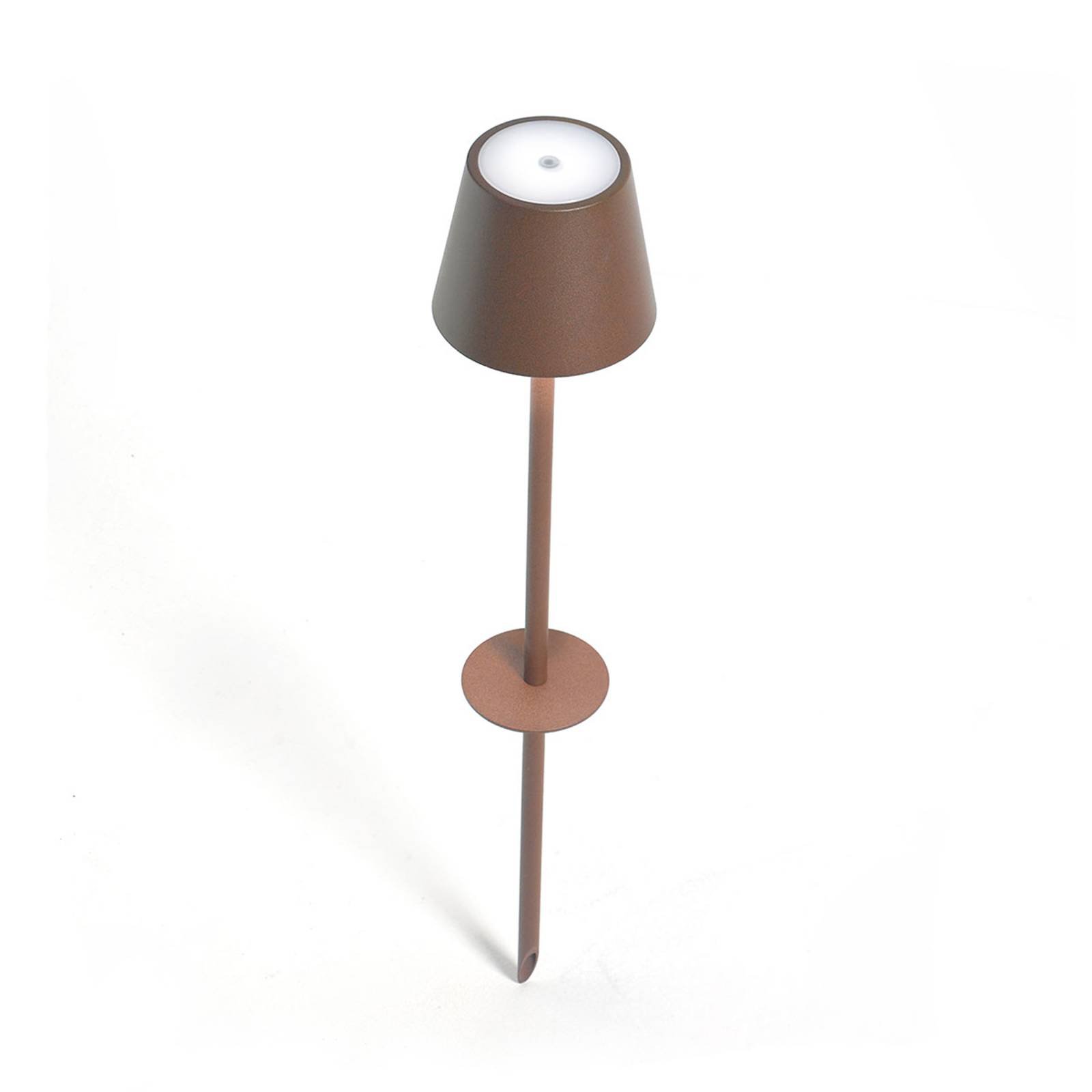 LED-spot med jordspyd Poldina batteri brun 60 cm