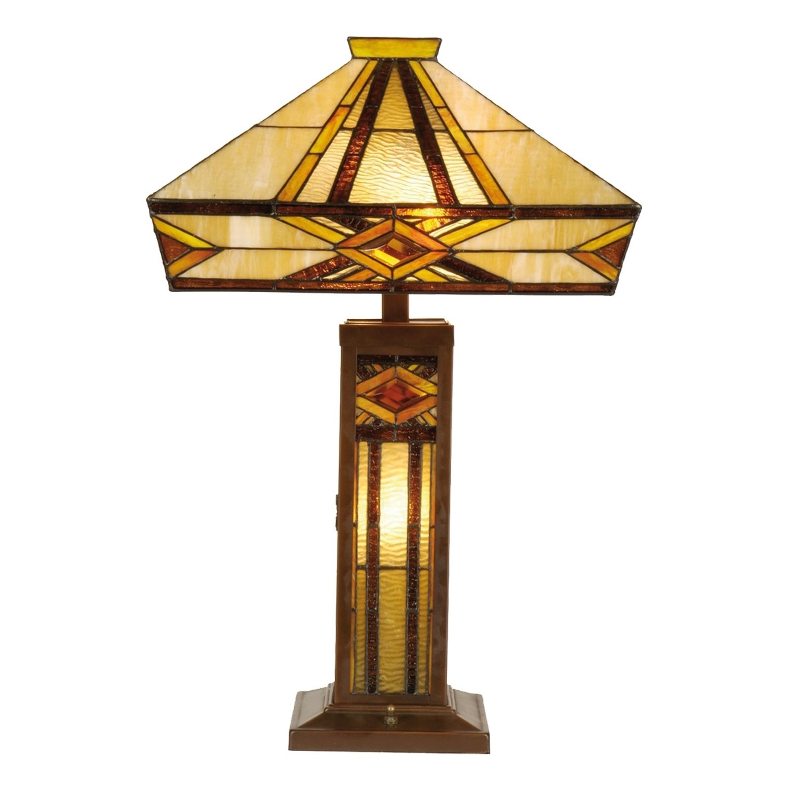 Bordlampe Glenys med kraftig lys, Tiffany-stil