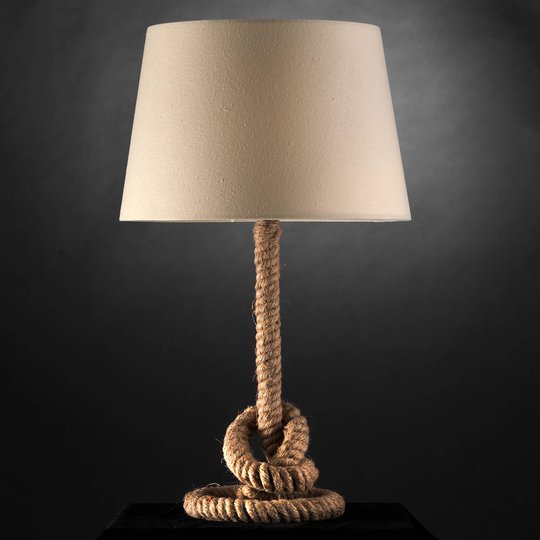 Corda bordlampe med taudekor og stoffskjerm