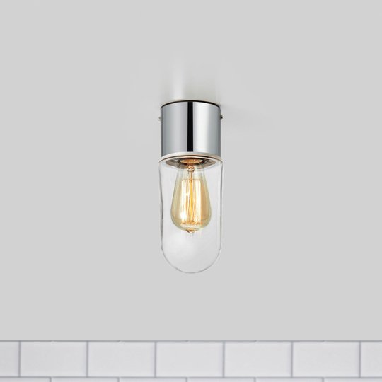 Taklampe Zen, klart glass, krom