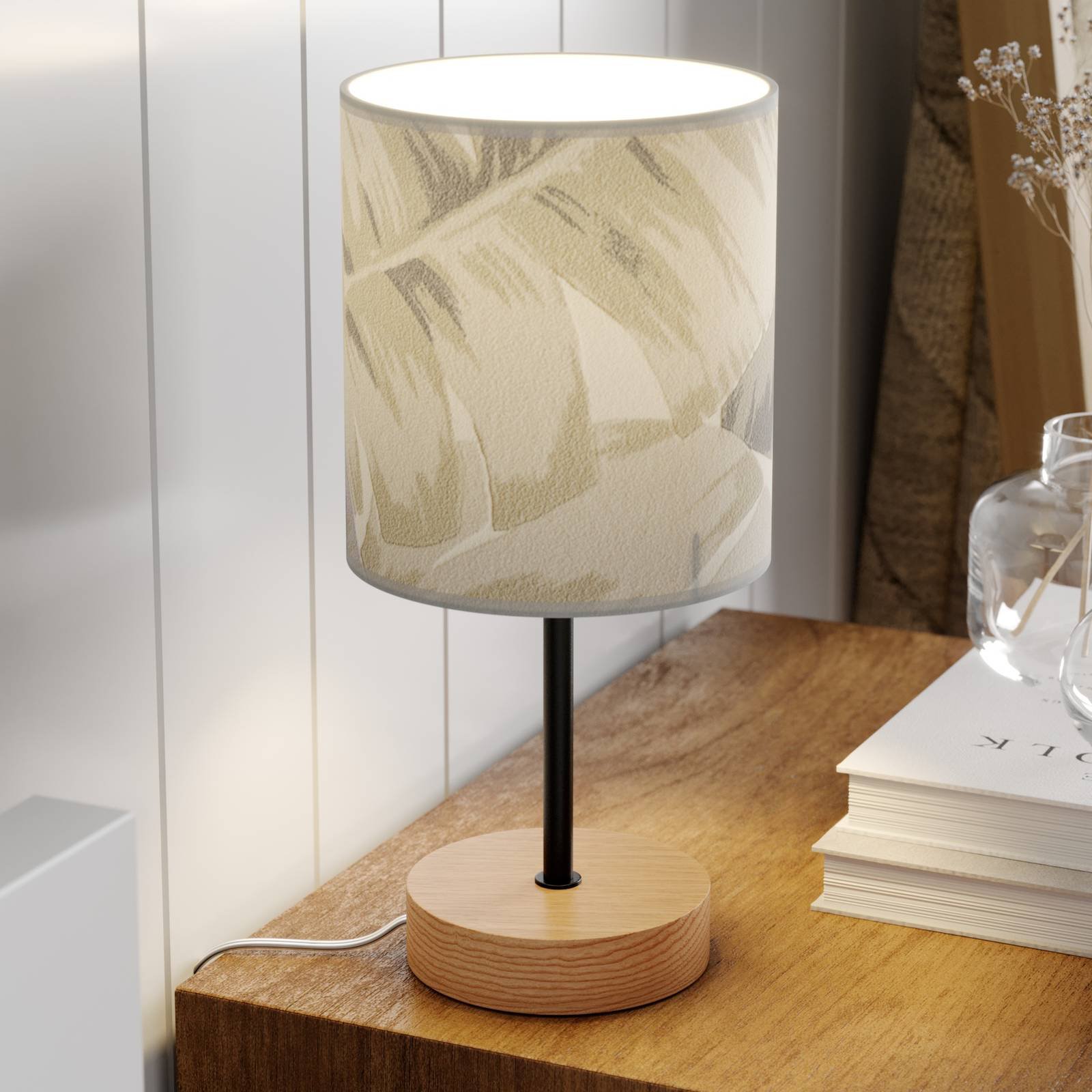 Bordlampe Lobos med trykket papirskjerm
