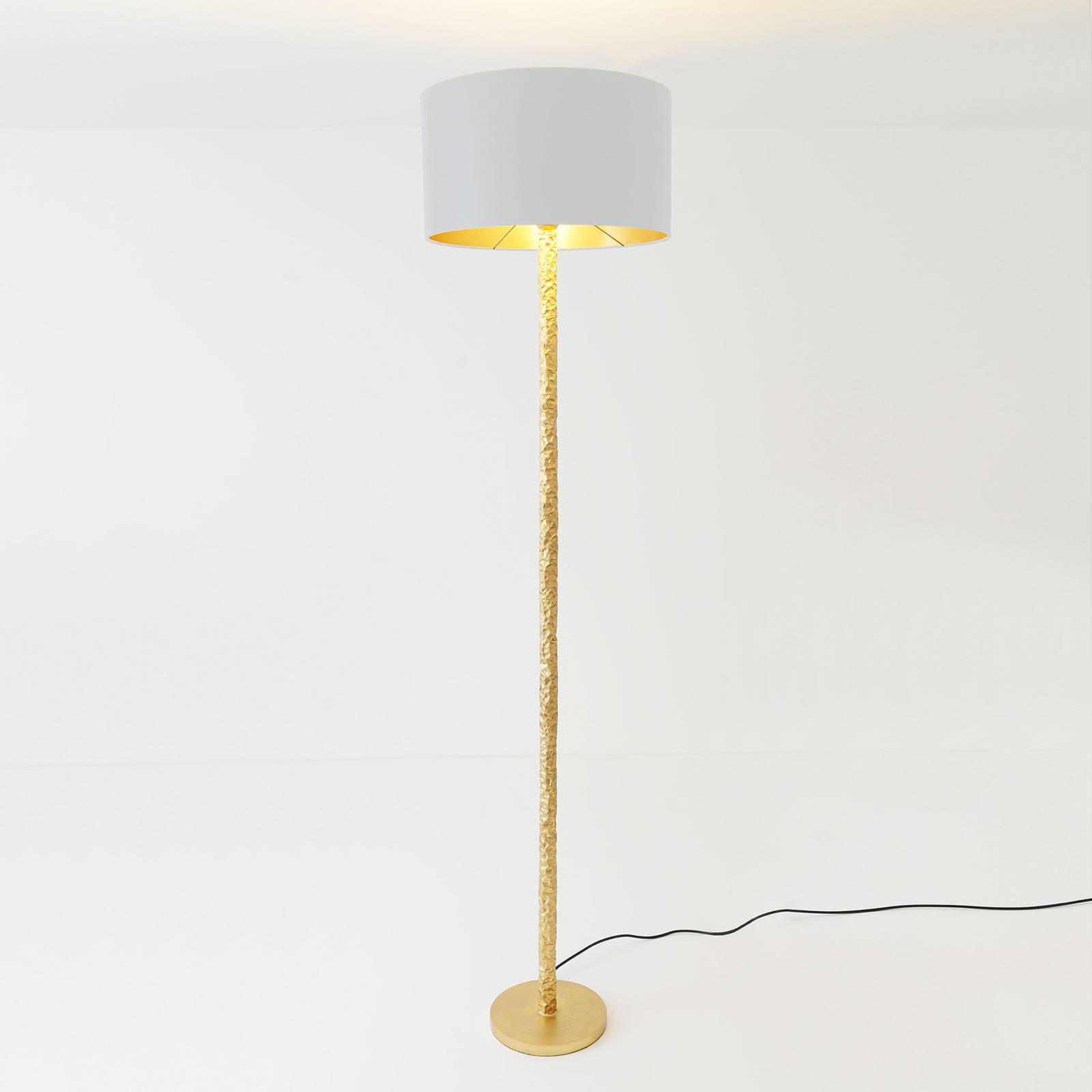 Gulvlampe Cancelliere Rotonda, silke, hvit/gull