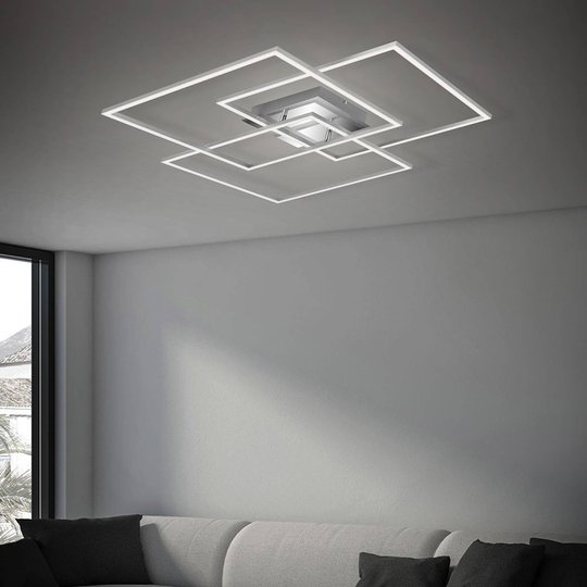 LED-taklampe Frame CCT, kromaluminium, 70 x 70 cm