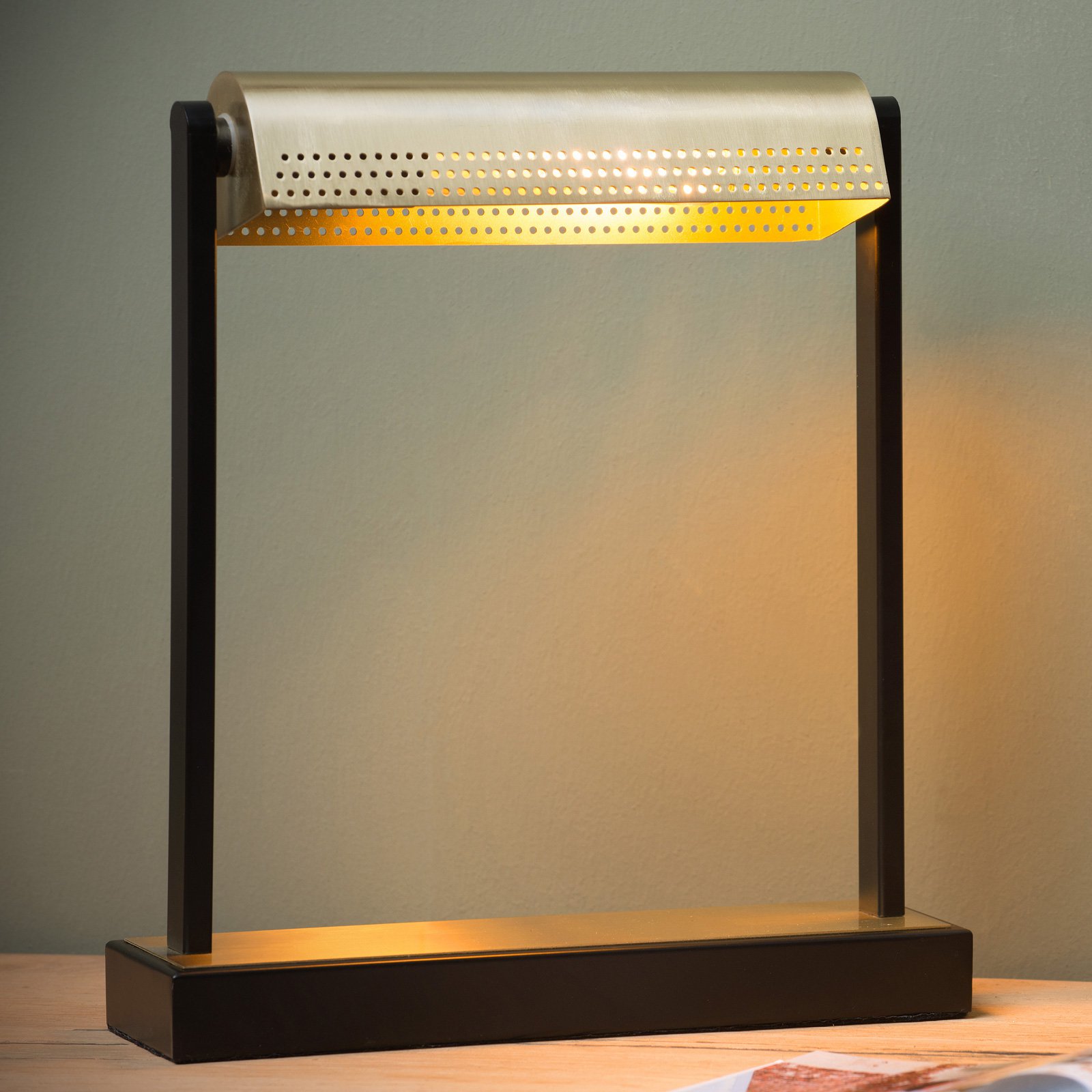 Laut bordlampe svart, matt gull