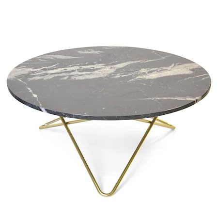 Large O Table Svart Marmor med Messingramme Ø100