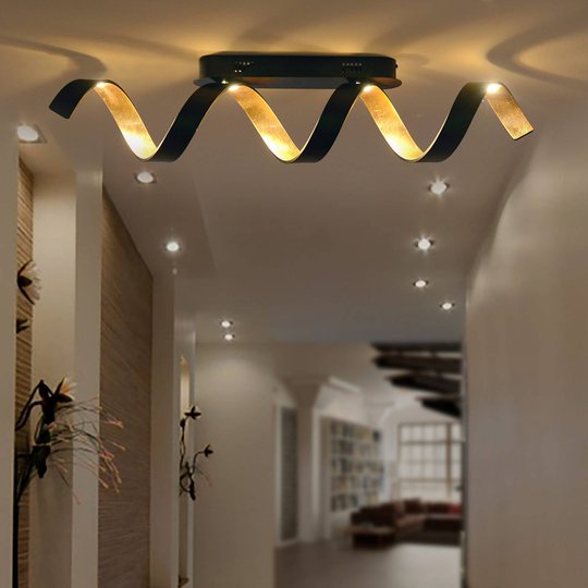 Helix LED-taklampe i svart gull