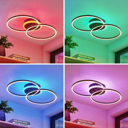 Lindby Kimari LED-taklampe, RGB dimbar svart