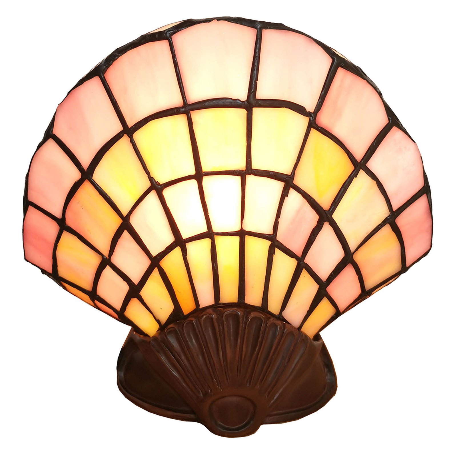 6000 deko-vegglampe, glass-skjell, Tiffany-design