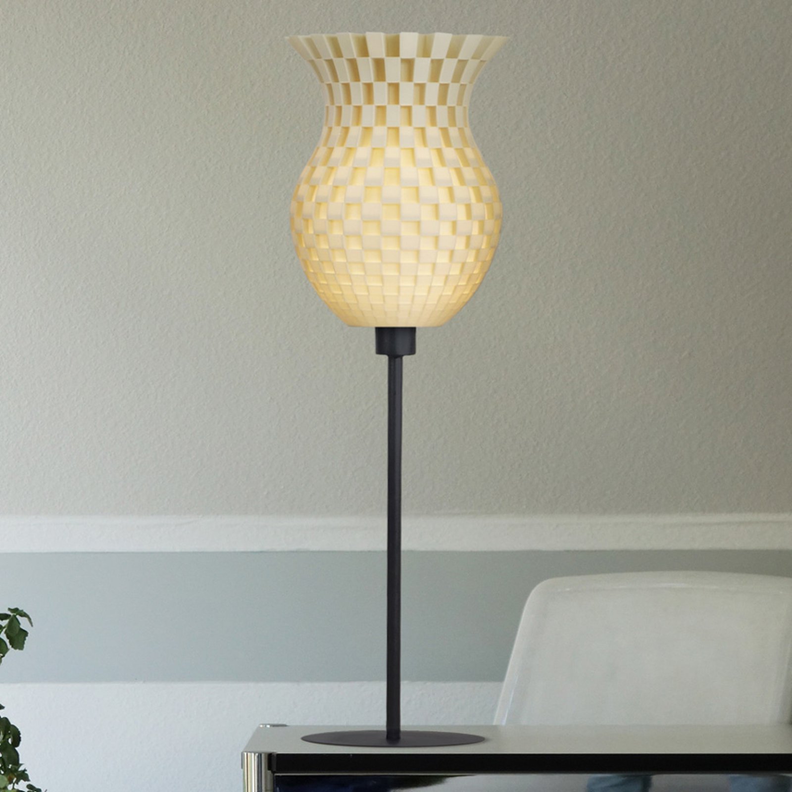 Bordlampe Flechtwerk, 3D-trykk, kremhvit