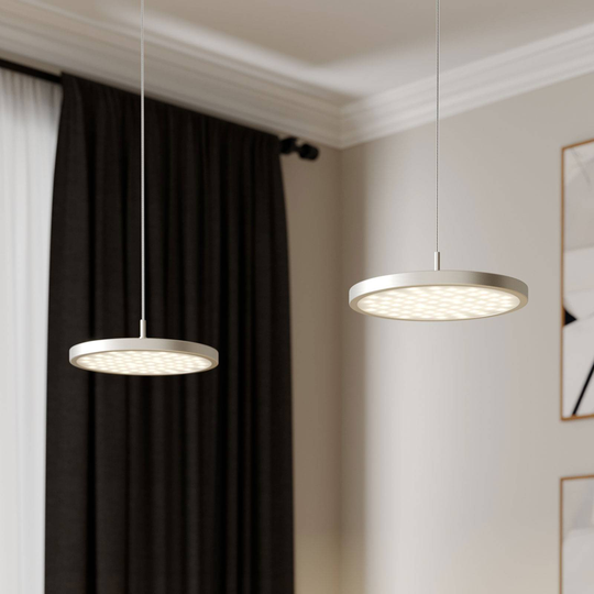 Rothfels Gion LED-pendellampe 2 lysk. nikkel/eik