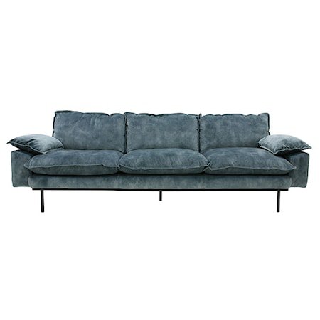 Retro Sofa Fløyel 4-seter Blå