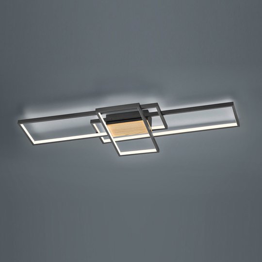 LED-taklampe Tucson med treelement, svart