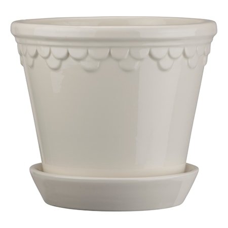 Copenhagen Potte og fat Glazed Hvit 18 cm