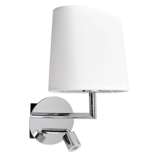Vegglampe Akita i tekstil, med LED-leselys