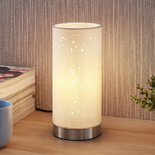 Bordlampe Umma med små utsparringer, hvit