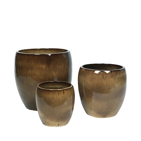 Karmen Krukke Sett med 3 Cinnamon/Dull gold