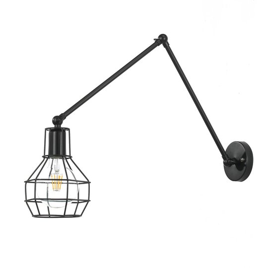 Spider vegglampe med bur-skjerm på lang arm