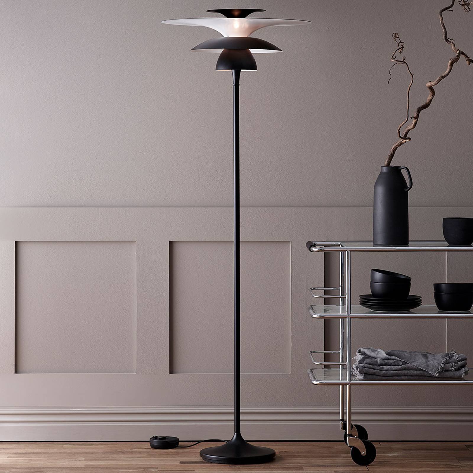 Picasso LED-gulvlampe, skjerm 38 cm, svart
