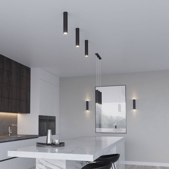 Tube taklampe i sylinderform, svart