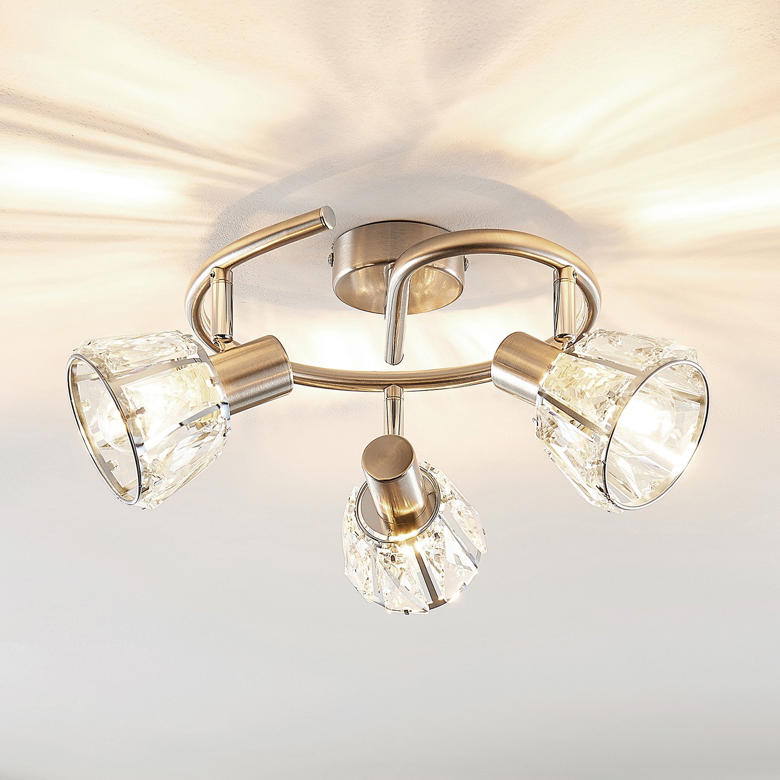 Lindby Kosta taklampe, 3 lyskilder, nikkel
