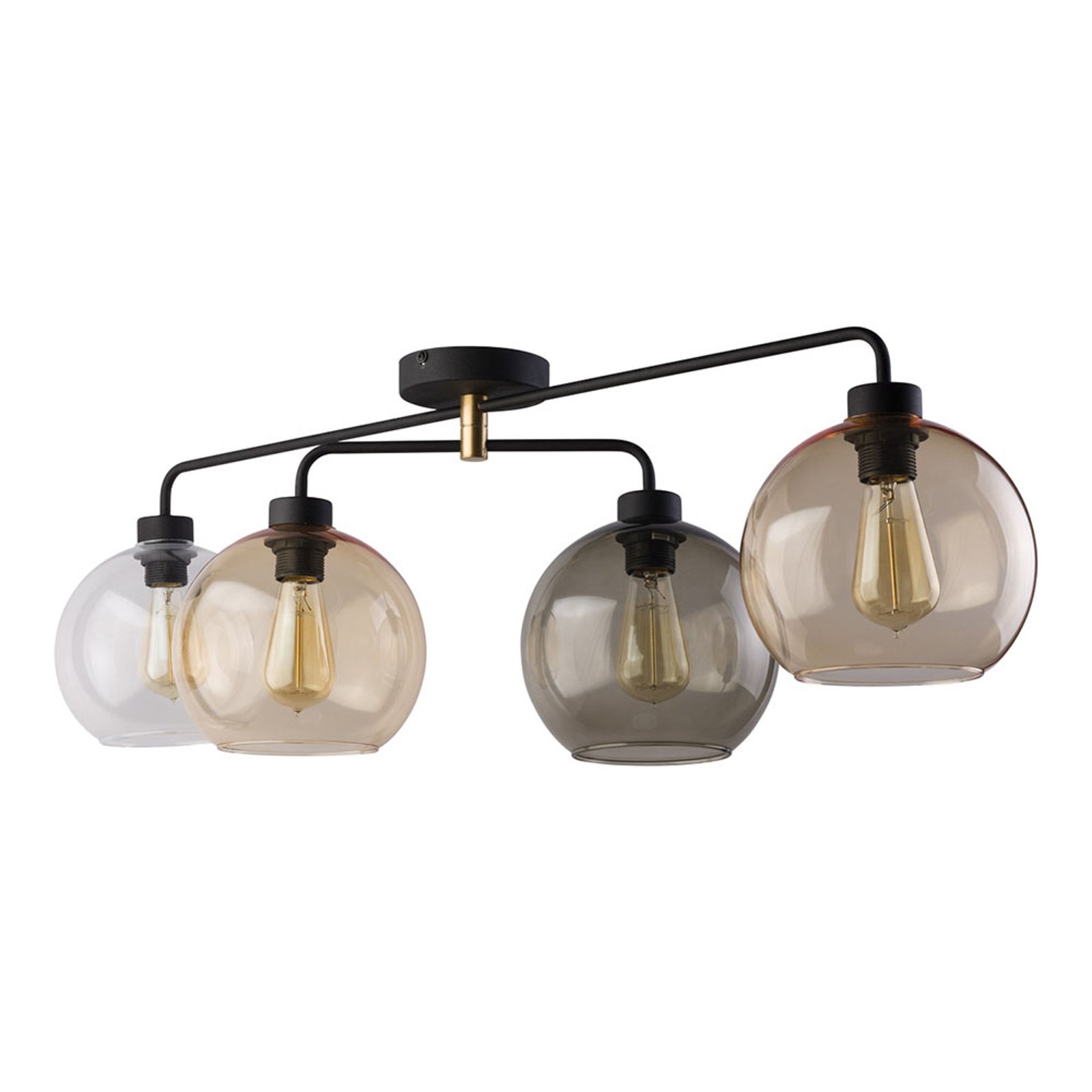 Taklampe Cubus 4 lyskilder klar/bernstein/grå