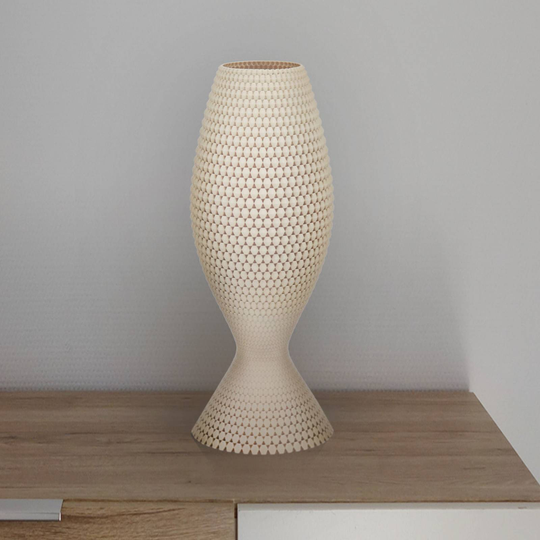 Bordlampe Diamant av biomateriale, linen, 33 cm