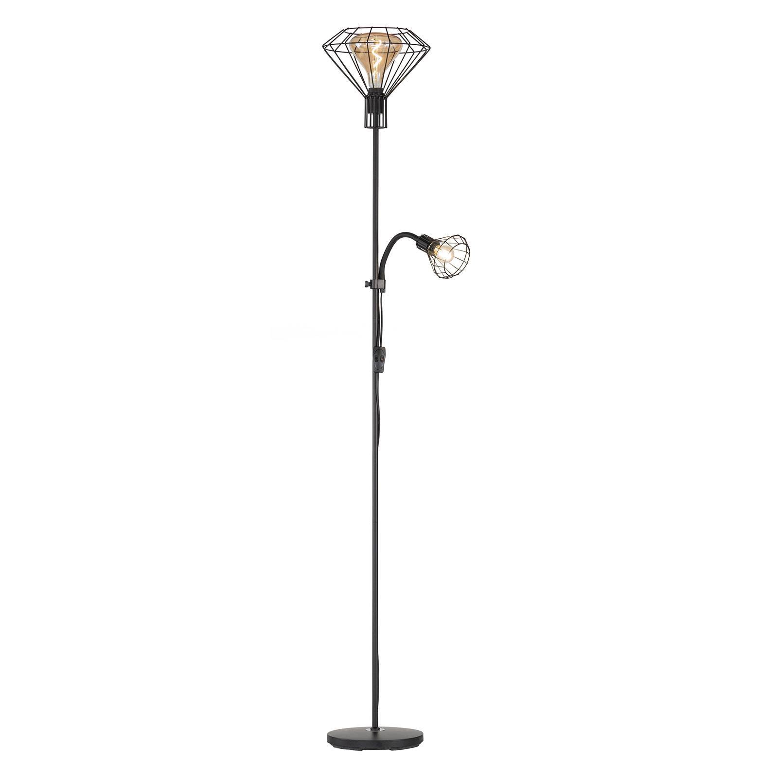 Gulvlampe Stev av metall med leselampe