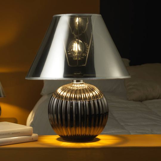 Bordlampe Moon, svart/sølv, høyde 48 cm