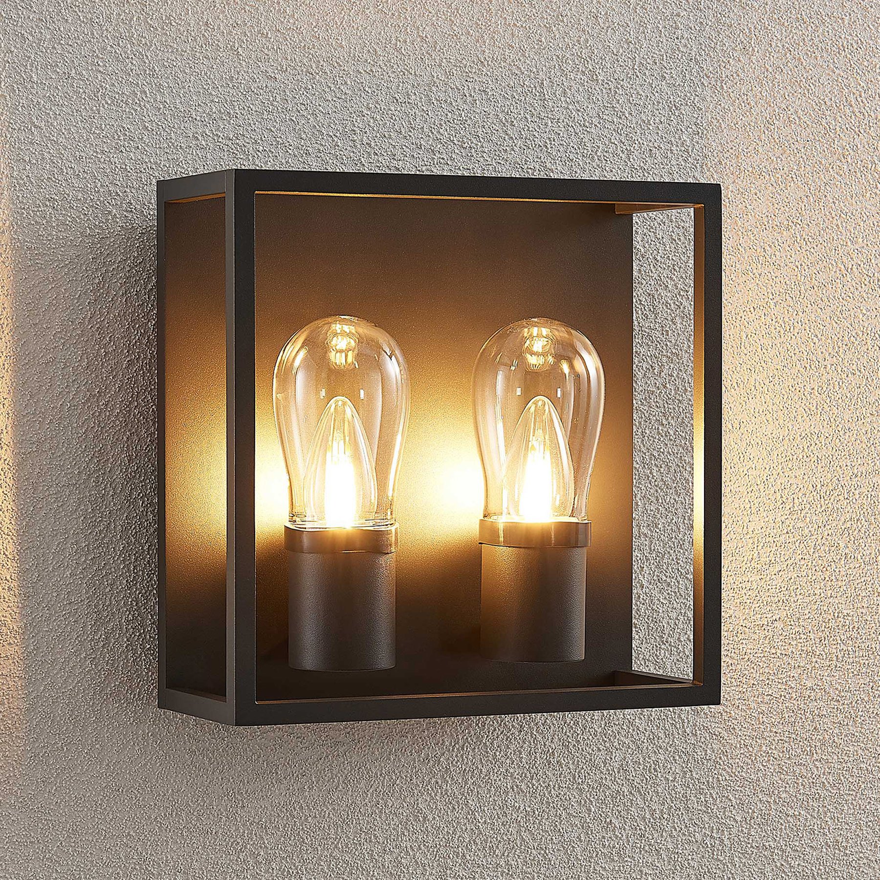 Lucande Irmgart utendørs vegglampe, 2 lyskilder