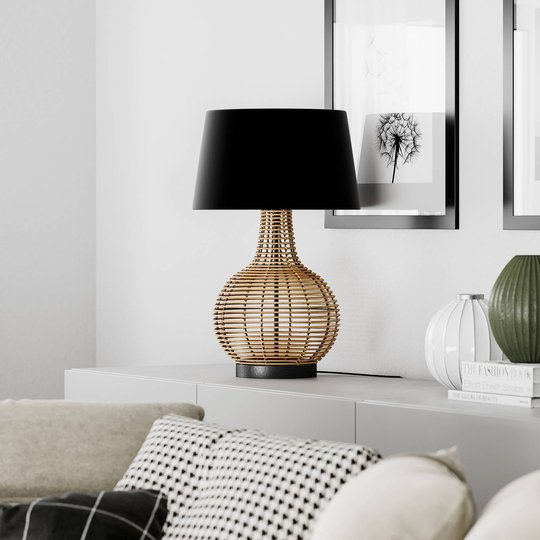By Rydéns Granada bordlampe, spanskrør og stoff