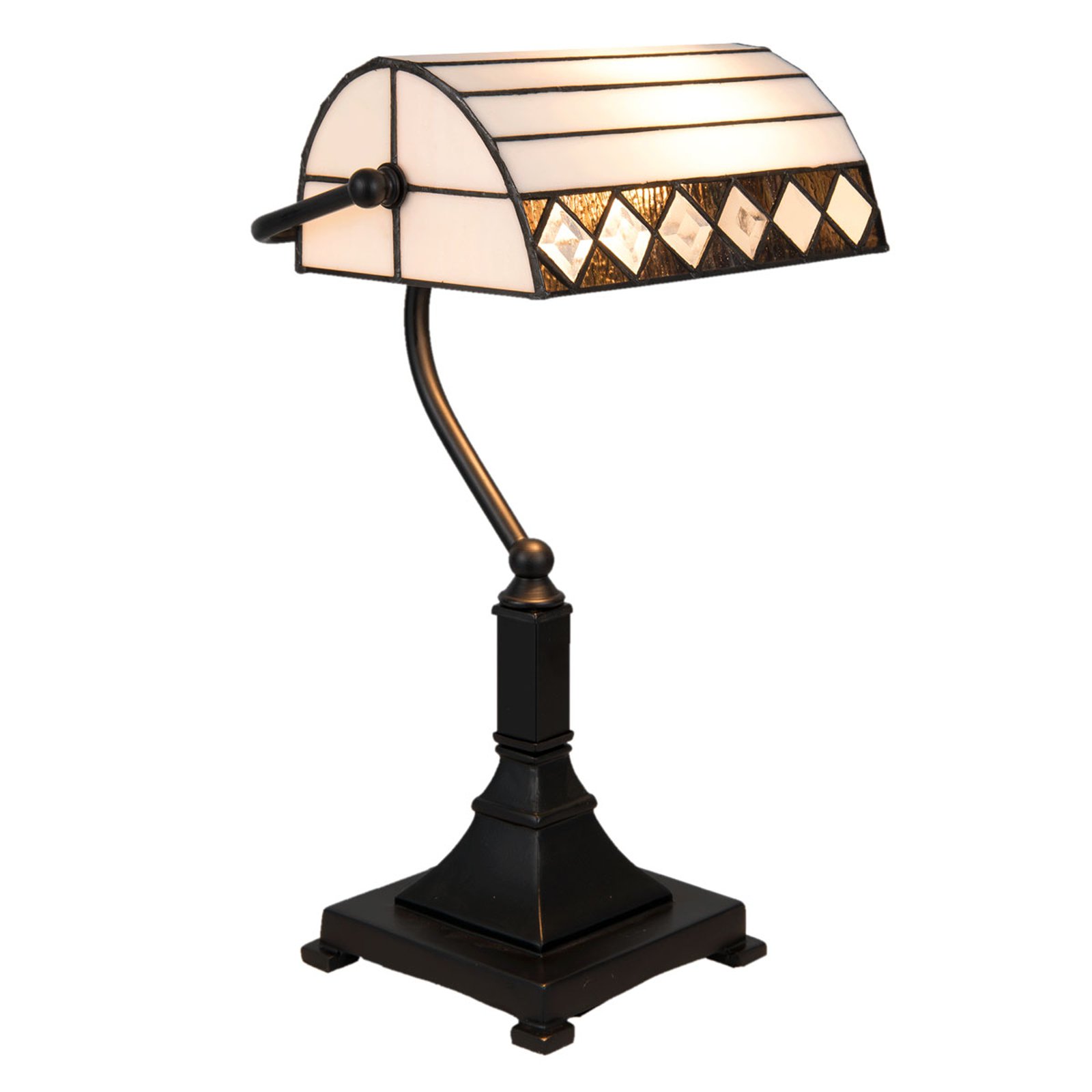 5196 skrivebordslampe Tiffany-stil, hvit-svart