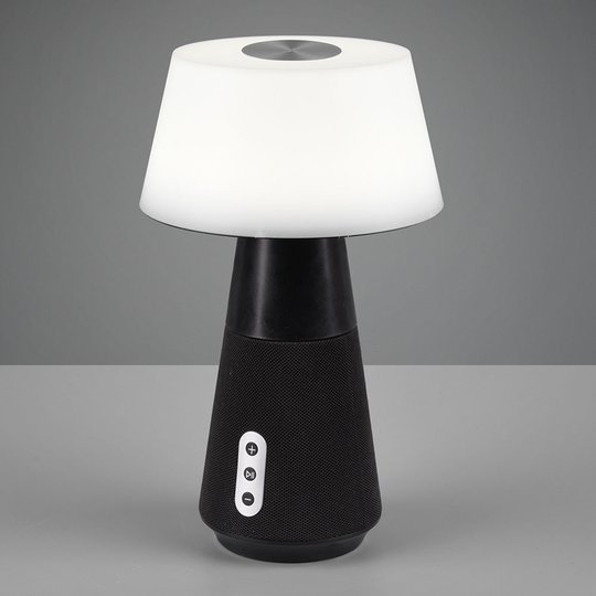 LED-bordlampe-DJ med høyttaler, hvit/svart
