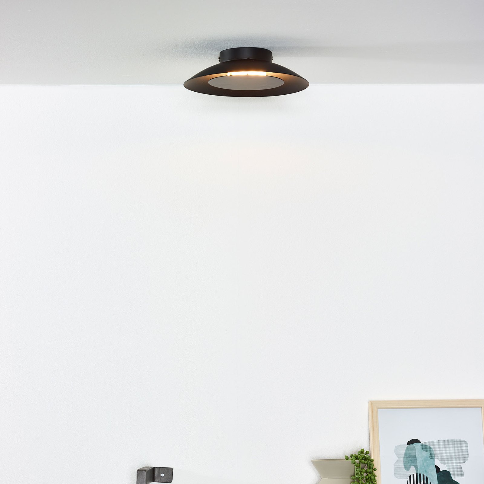 Foskal LED-taklampe i svart, Ø 21,5 cm