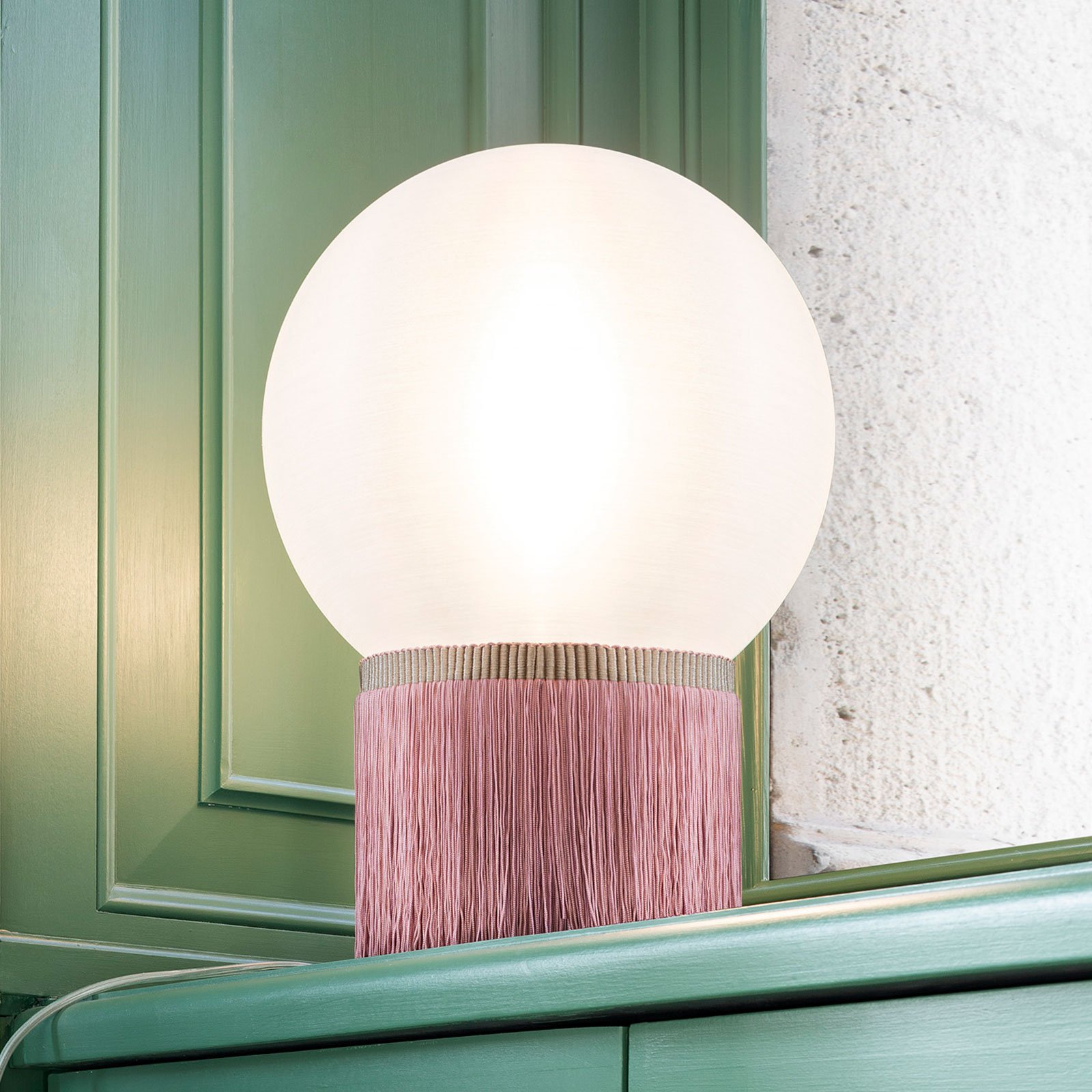 Slamp Atmosfera bordlampe Fringe 30 cm rosé