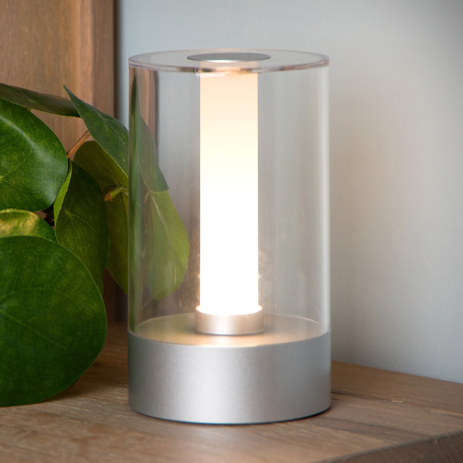 Tribun bordlampe med batteri og dimmer matt krom