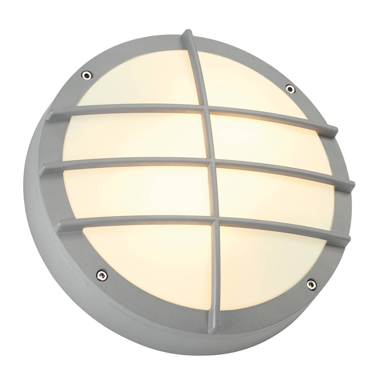 Elegant BULAN GRID utendørs vegglampe i sølvgrått