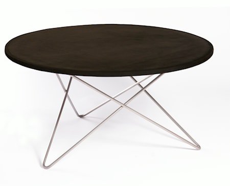 O-table leather sofabord – Black/stainless