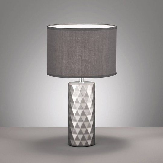 Bordlampe Abo med stoffskjerm, sølv