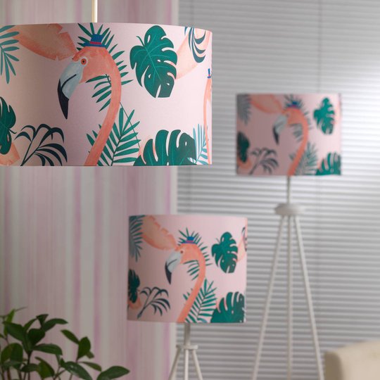 Flamingo bordlampe med tekstilskjerm, høyde 57 cm