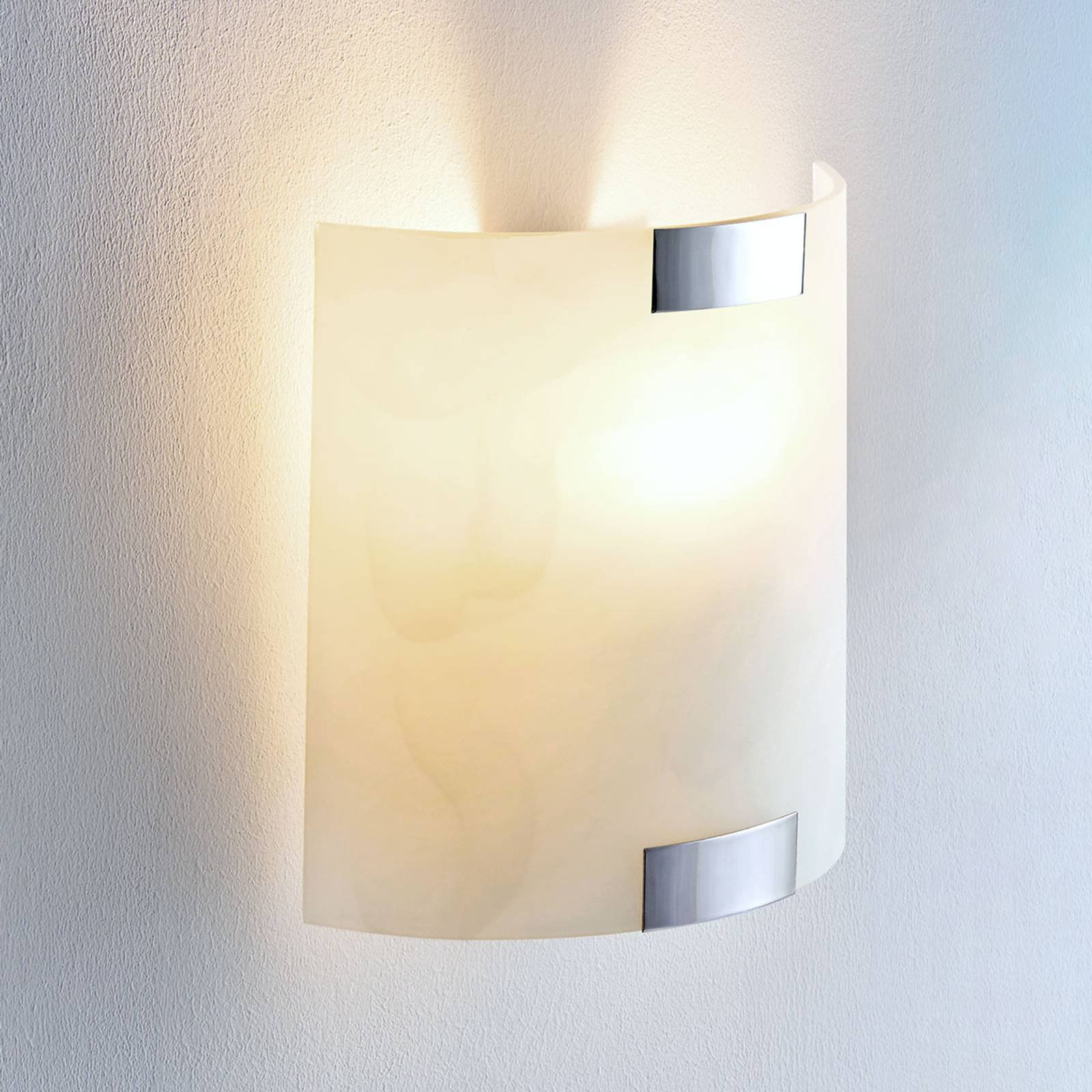 Firkantet glassvegglampe Quentin, E14 LED-pære