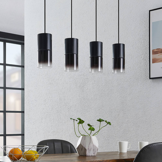 Lindby Berral pendellampe, røykglass, 4 lyskilder