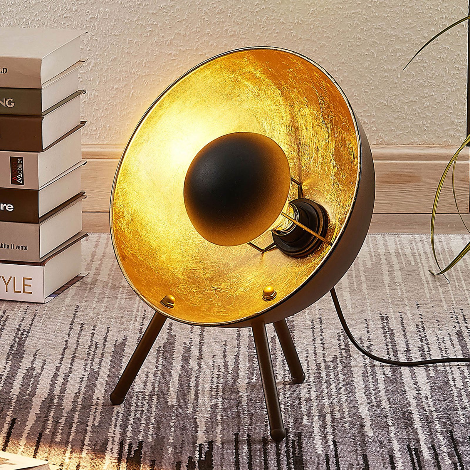 Bordlampe Muriel, 38 cm svart/gull