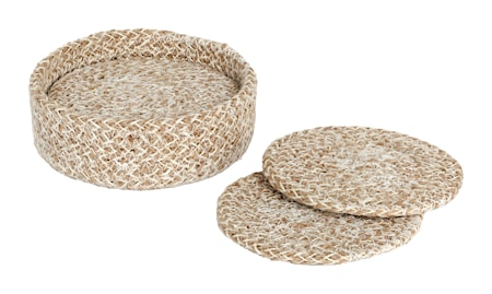 Glassunderlag Ella 6-pakning, hvit/natur