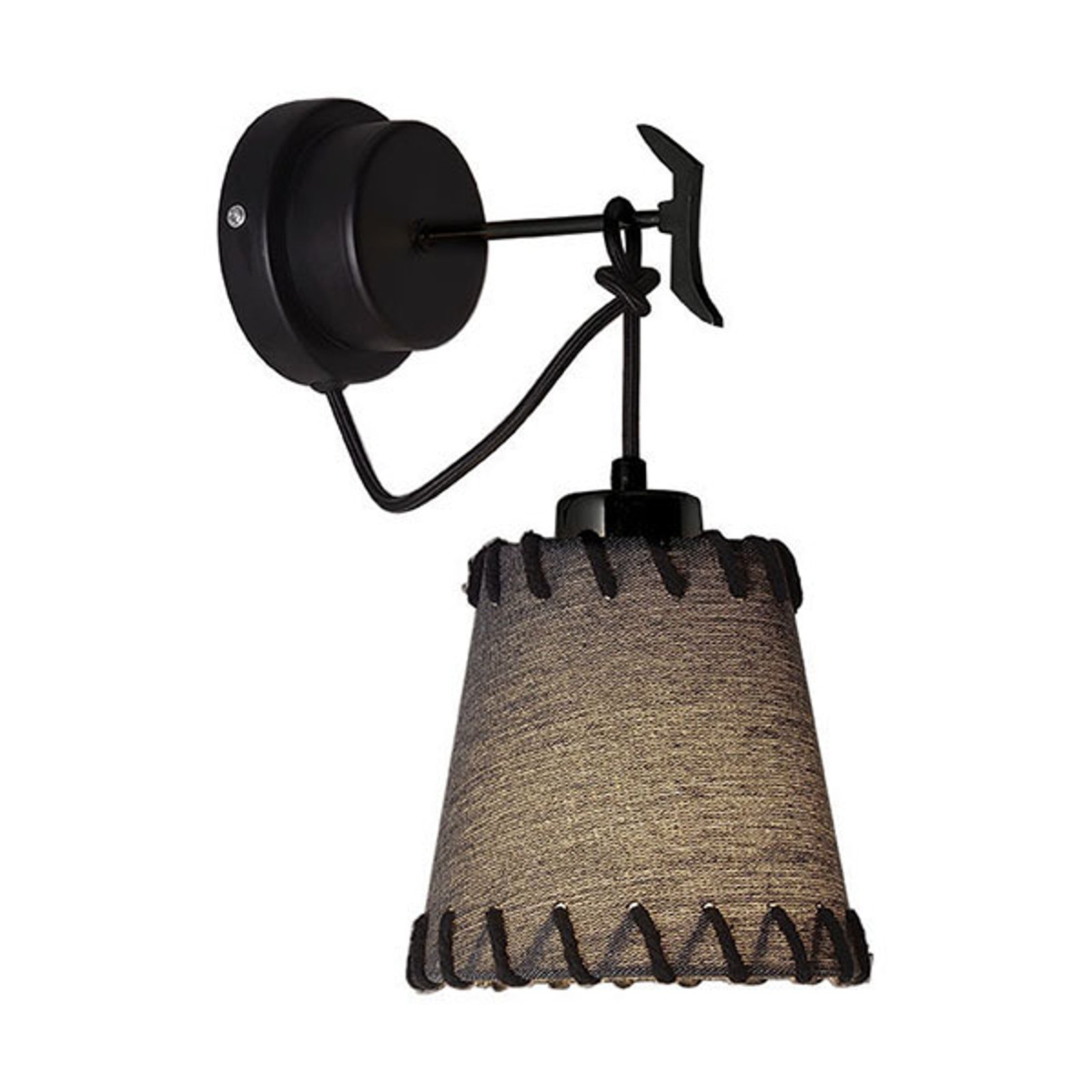 Vegglampe Timor, tekstil, svart